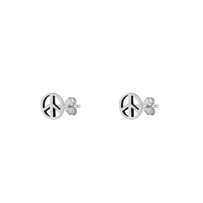 Silver Stud Earrings - Peace Sign