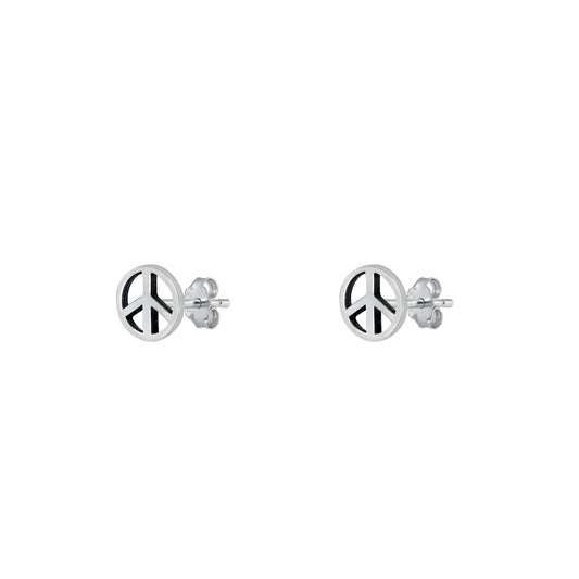 Silver Stud Earrings - Peace Sign