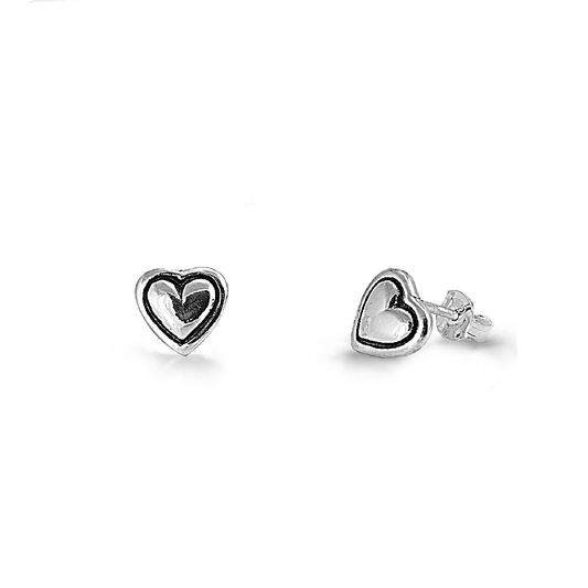 Silver Stud Earrings - Heart