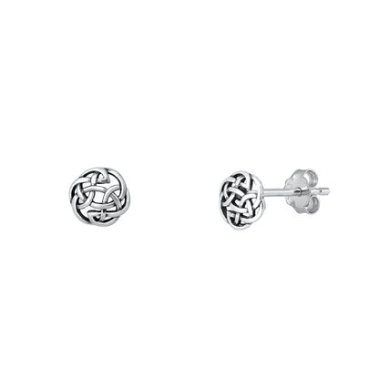 Silver Stud Earrings - Celtic Design