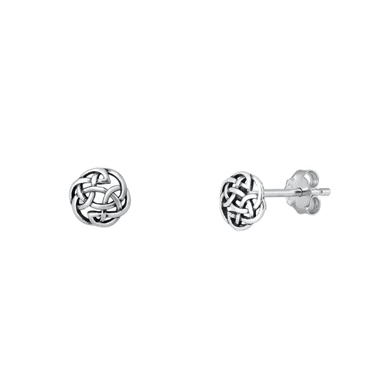 Silver Stud Earrings - Celtic Design