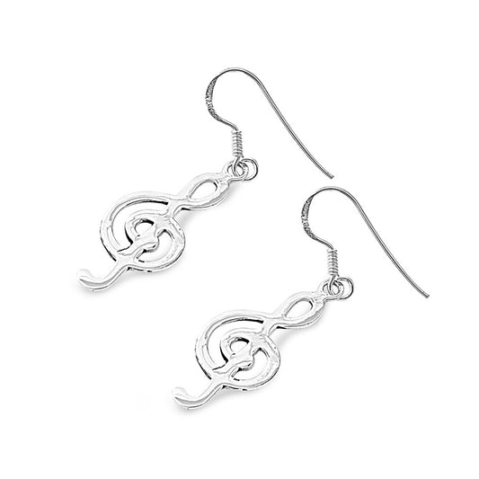 Silver Earrings - Music Note