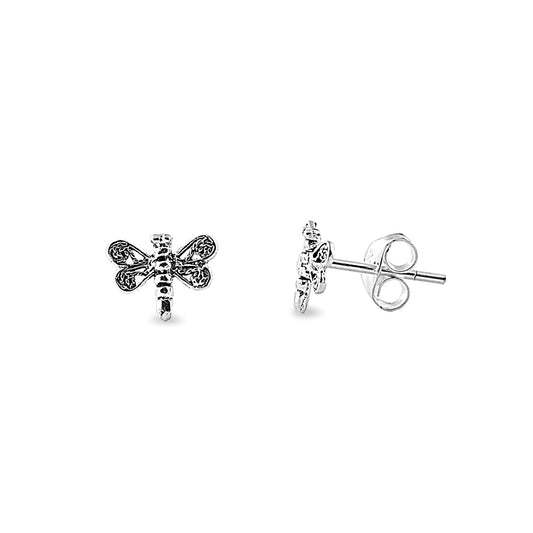Silver Stud Earrings - Dragonfly