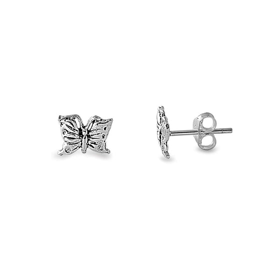 Silver Stud Earrings - Butterfly