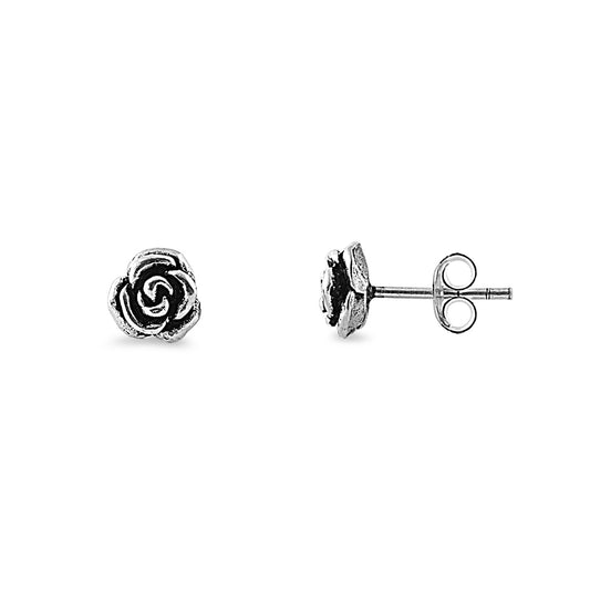 Silver Stud Earrings - Rose