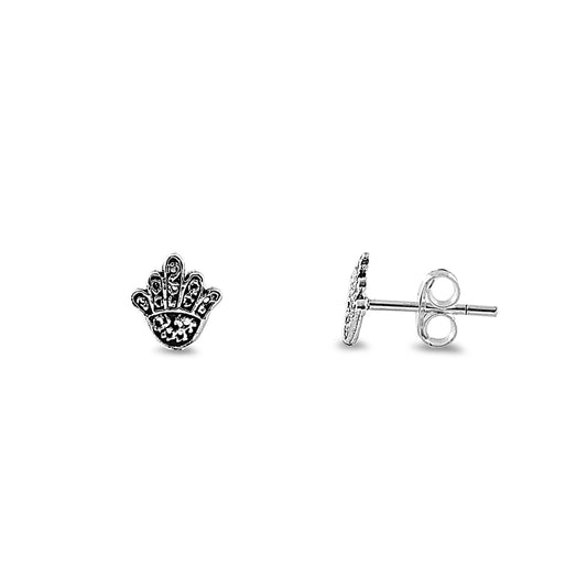Silver Stud Earrings - Hand of God