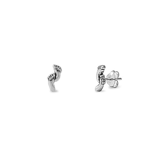 Silver Stud Earrings - Feet