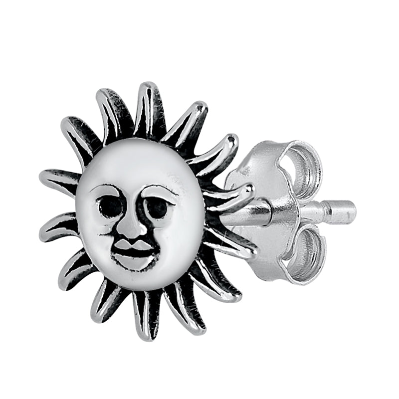 Silver Stud Earrings - Smiling Sun