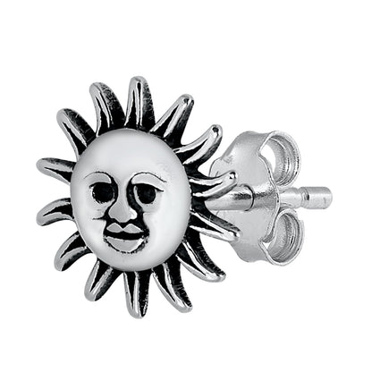 Silver Stud Earrings - Smiling Sun