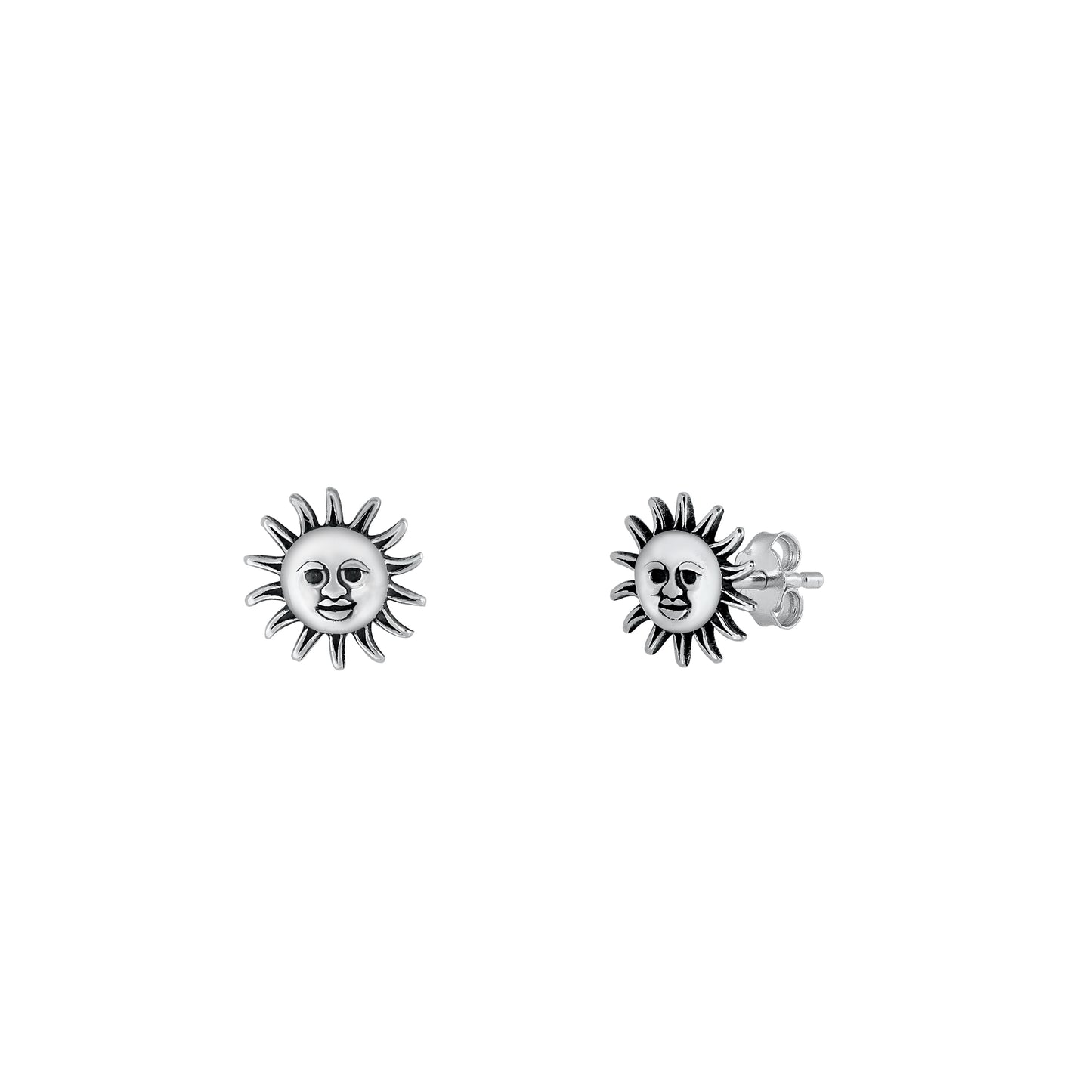 Silver Stud Earrings - Smiling Sun
