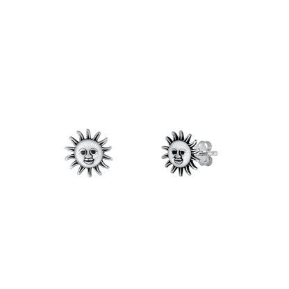 Silver Stud Earrings - Smiling Sun