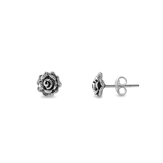 Silver Stud Earrings - Rose
