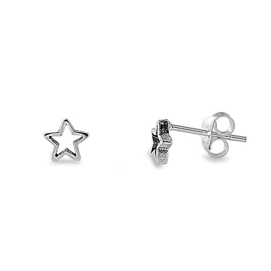 Silver Stud Earrings - Open Star