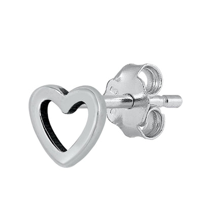 Silver Stud Earrings - Open Heart