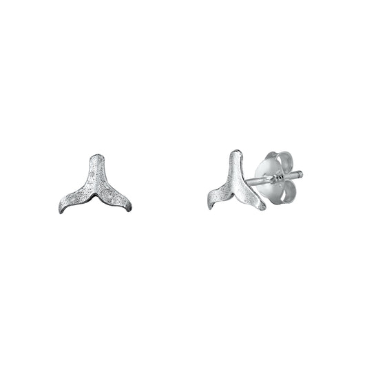 Silver Stud Earrings - Whale Tail