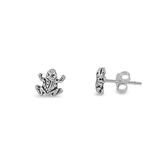 Silver Stud Earrings - Frog