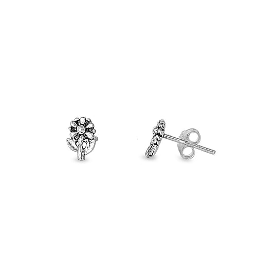Silver Stud Earrings - Flower