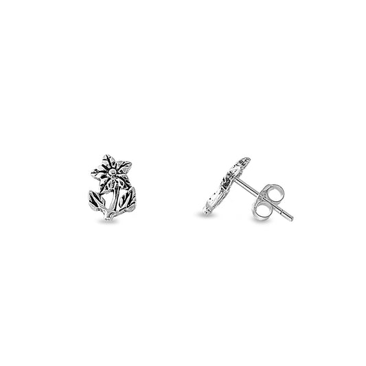 Silver Stud Earrings - Flower