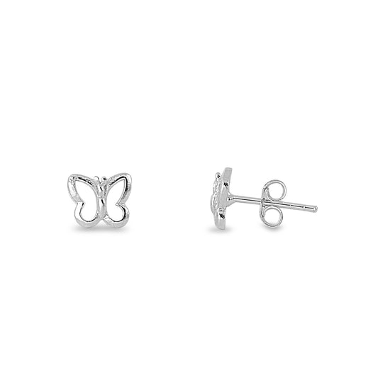 Silver Stud Earrings - Butterfly