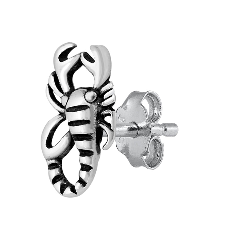 Silver Stud Earrings - Scorpion
