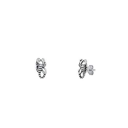 Silver Stud Earrings - Scorpion