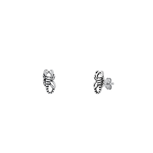 Silver Stud Earrings - Scorpion