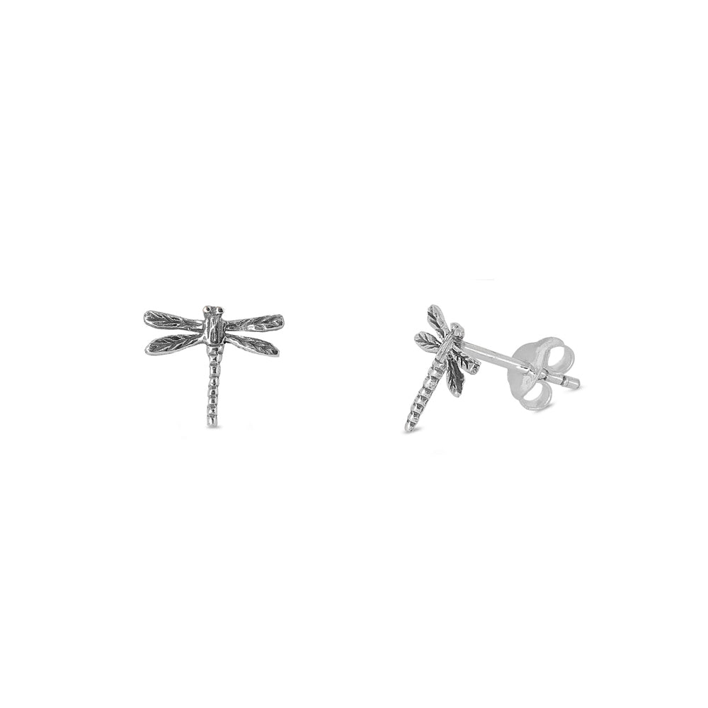 Silver Stud Earrings - Dragonfly