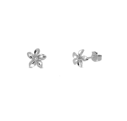 Silver Stud Earrings - Plumeria