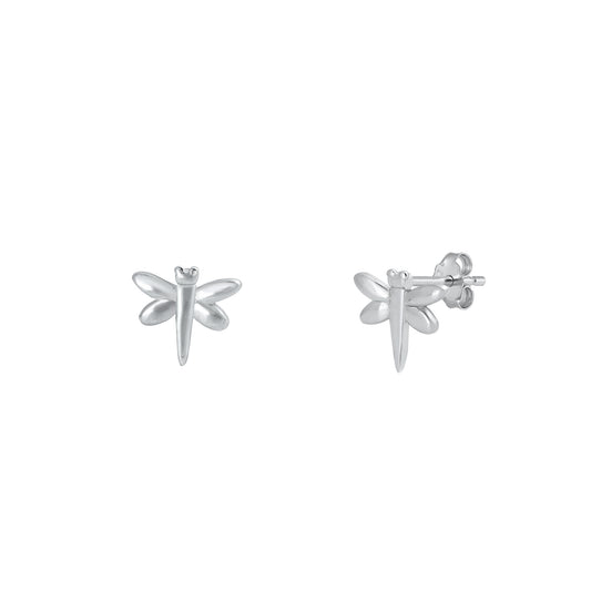 Silver Stud Earrings - Dragonfly