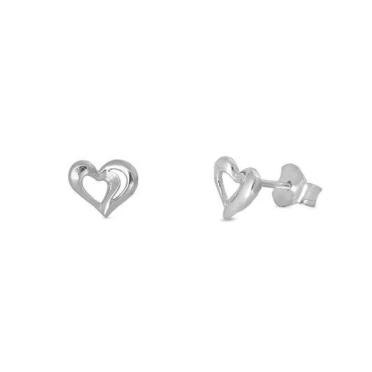 Silver Stud Earrings - Heart