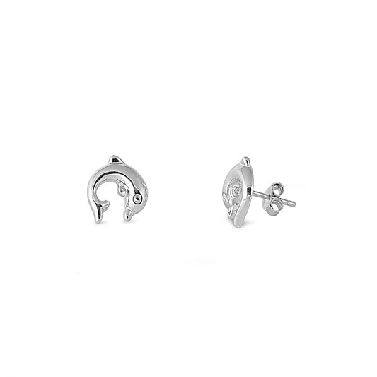 Silver Stud Earrings - Dolphin