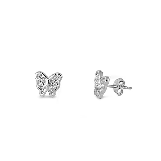 Silver Stud Earrings - Butterfly