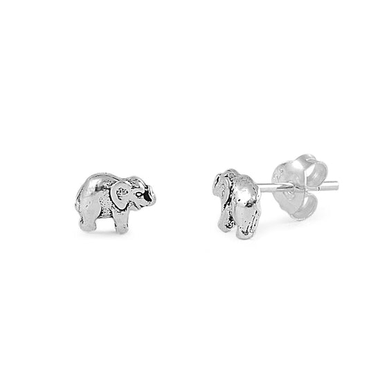 Silver Stud Earrings - Elephant