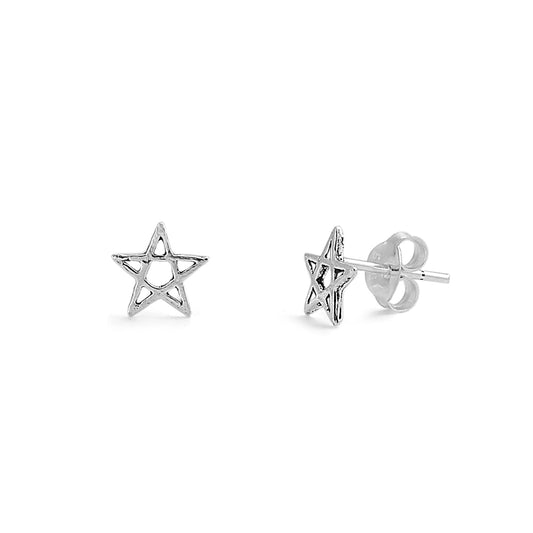Silver Stud Earrings - Star