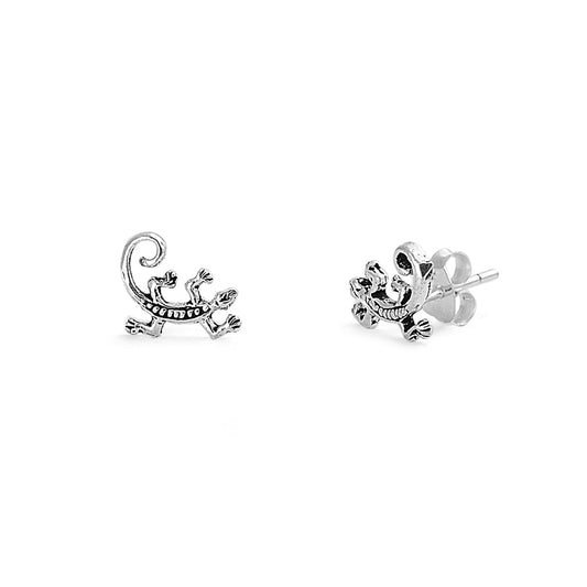 Silver Stud Earrings - Lizard