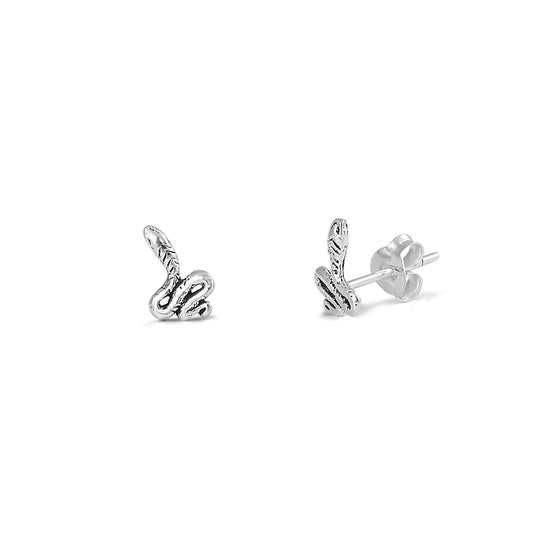 Silver Stud Earrings - Snake