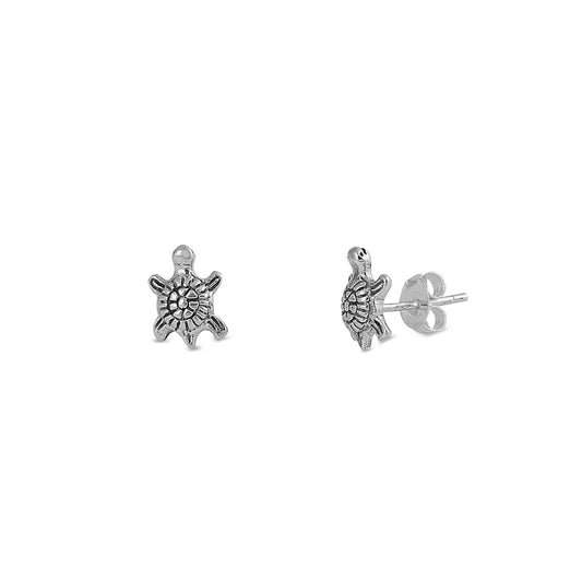 Silver Stud Earrings - Turtle