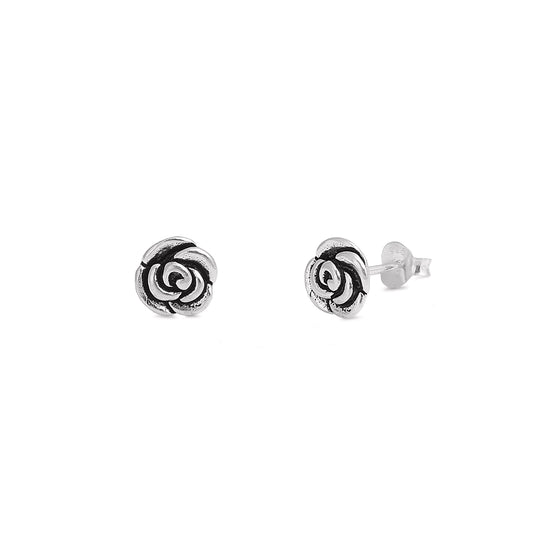 Silver Stud Earrings - Rose