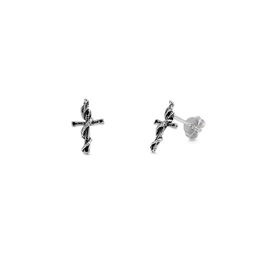 Silver Stud Earrings - Cross