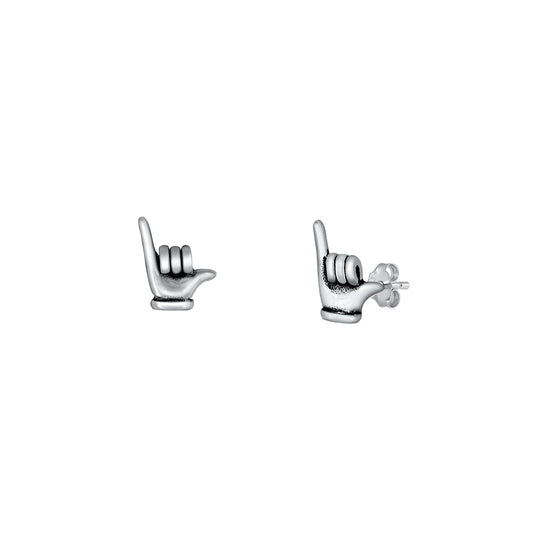 Silver Stud Earrings - Hawaiian Shaka
