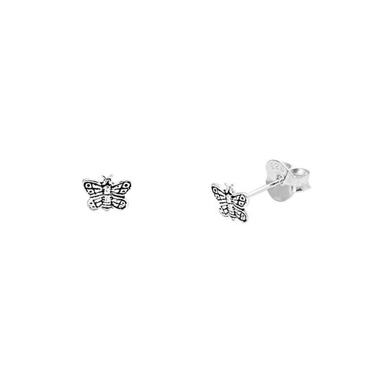 Silver Stud Earrings - Butterfly
