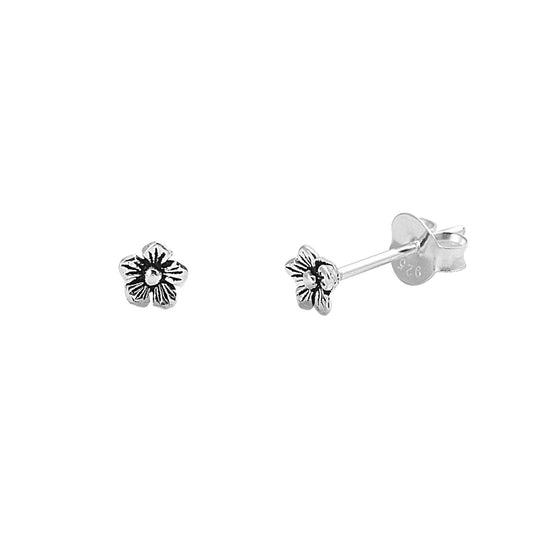 Silver Stud Earrings - Flower