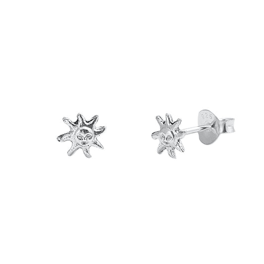 Silver Stud Earrings - Sun