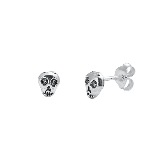 Silver Stud Earrings - Skull