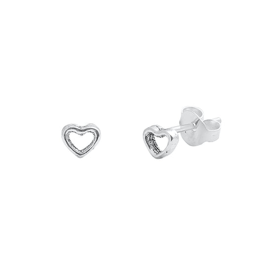 Silver Stud Earrings - Heart