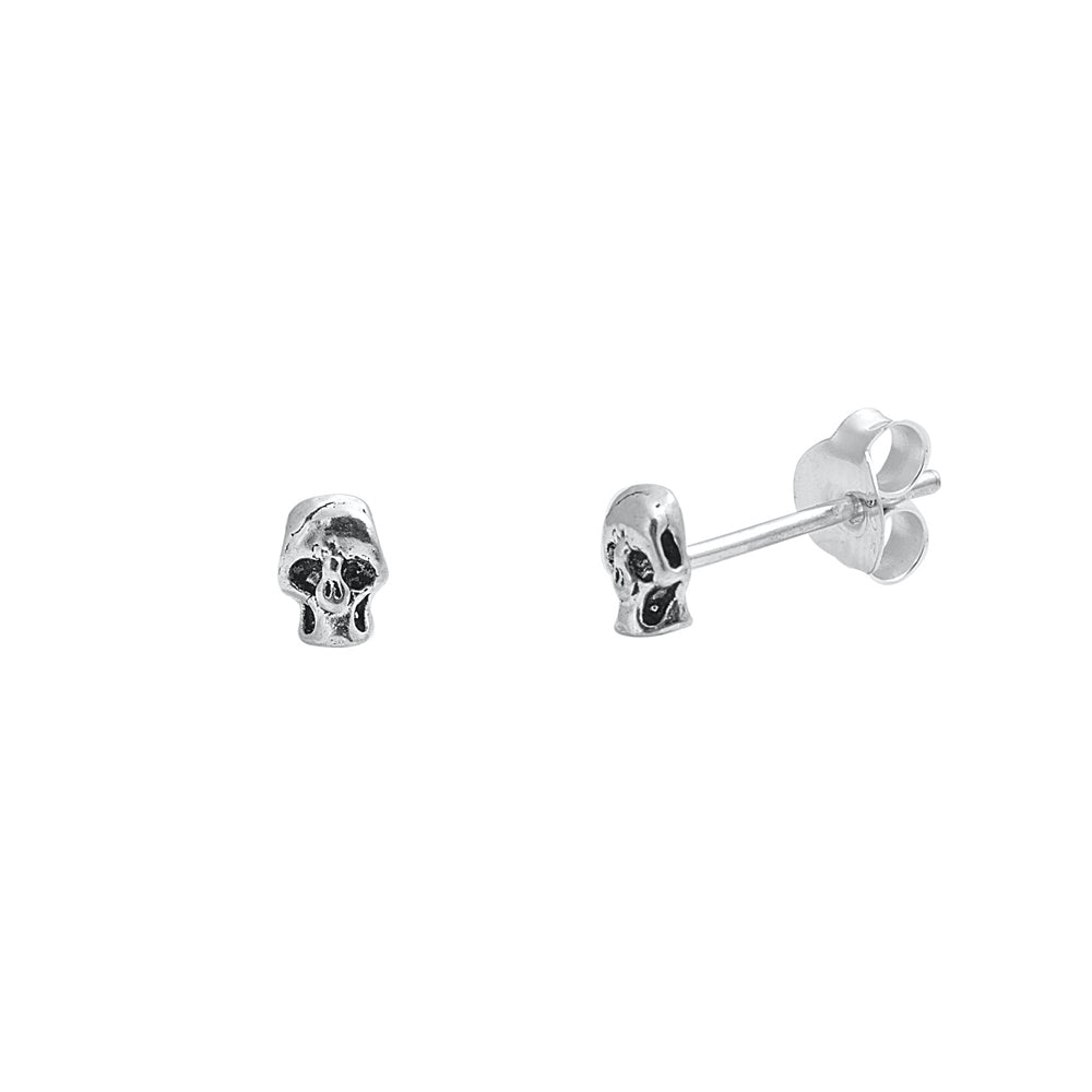 Silver Stud Earrings - Skull