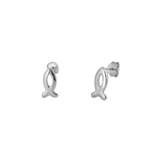Silver Stud Earrings - Christian Fish
