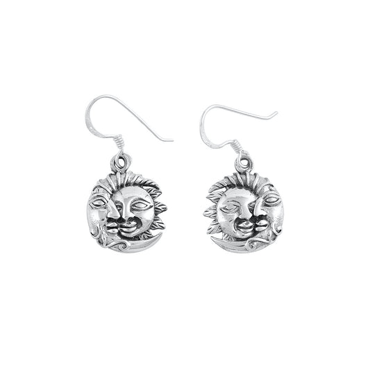 Silver Earrings - Sun and Moon