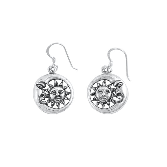 Silver Earrings - Sun and Moon