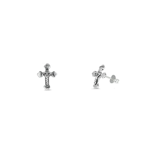 Silver Earrings - Cross
